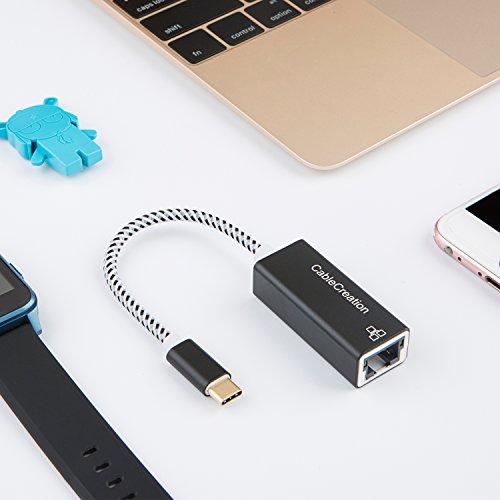 usb-c zu Ethernet Adapter, cablecreation USB Typ C bis RJ45 Gigabit Ethernet Adapter, kleine Größe und keine Drive erforderlich, schwarz & weiß Aluminium - 6
