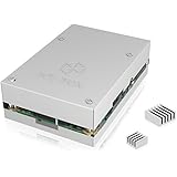 Icy Box IB-RP101 Gehäuse für Raspberry Pi 2 &amp; 3 Model B, Aluminium/Acryl, übereinander schraubbar, Kühlkörper, silber