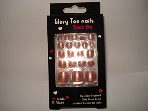 24 TOE NAILS ~ CRUSHED BERRIES TOE NAILS ~ STICK ON ~ NO GLUE REQUIRED ~