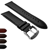 20 mm EXTRA LANG Original Englisch Kalbsleder Leder Uhrenarmband gepolstert SS Schnalle XL Schwarz