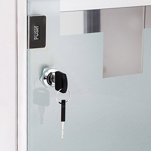 Relaxdays EMERGENCY Medizinschrank XL extra tief aus Edelstahl HxBxT: ca. 50,5 x 30 x 18 cm mit 3 Fächern und Glas-Tür zum Abschließen mit 2 Schlüsseln für kindersichere Medikamenten-Lagerung, silber - 4