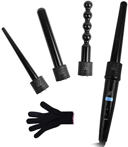 4Â in 1Â Ionic Quick Heating Fashion Hair Styling Curling Iron - EU Plug Socket Professional Ceramic Plate, S Shape for Wave Effect, LCD Screen Hairdressing Tool