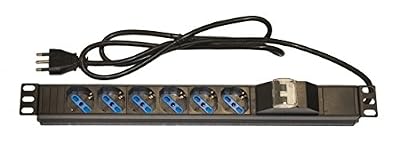 Link LK10050 Multiprise pour Rack 19", à 6 Prises universelles à 3 pôles/Schuko, avec Interrupteur magnétothermique