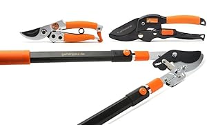 Gartenpaul 3er Set: Astschere Bypass mit Teleskopgriffen und Ratschenantrieb + Gartenschere R1 mit Rollantrieb + Bypass Damengartenschere Lady