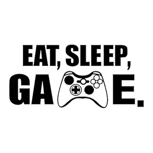 Premium Large Gamer Wall Decals, Eat Sleep Game Controller Wall Stickers for Kids, Adult, Game Competition, Removable Art Vinyl Game Room Decor (29.6 X 14In) (Black)