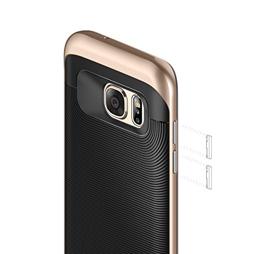 Caseology Funda Galaxy S7 Edge   Serie Wavelength  Protectora Doble Capa Texturizada con Ajuste de Precision y sujecion Segura  Negro Oro - Black Oro  para Samsung Galaxy S7 Edge  2016 