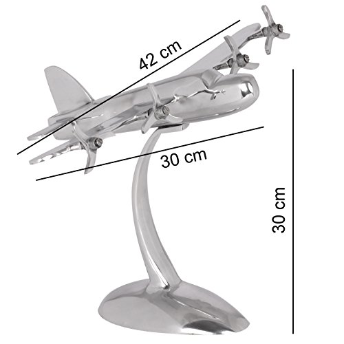 Wohnling WL1.653 Design Deko Flugzeug Propeller aus Aluminium Skulptur Metall 42 x 30 x 30 cm, silber - 2