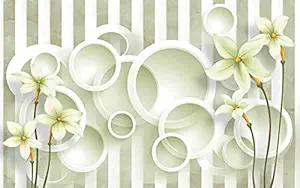 FLORAL DECOR White Circle Wallpaper Wall Sticker for Home Decor, Living Room, Bedroom, Hall, Kids Room, Play Room(Self Adhesive Vinyl, Waterproof) (16 X 50 INCH), Botanical