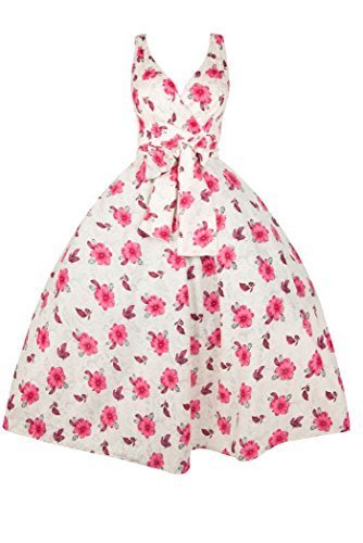 ladies Retro Vintage 1950's Rockabilly Swing Pin Up Prom Floral Dress