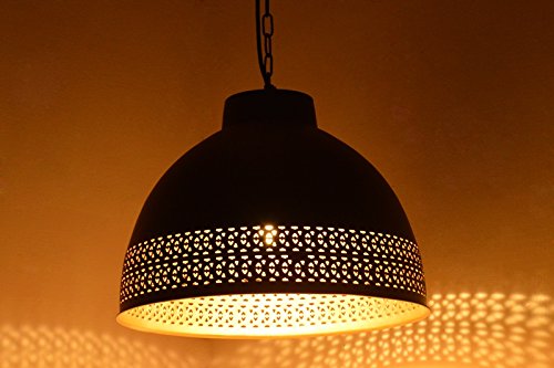 Emporio Arts lzc-1224 BG rund Hängelampe Lampenschirm mit jalidar Grenze, Eisen, Schwarz Innen Gold, E27, 40 Watt - 4
