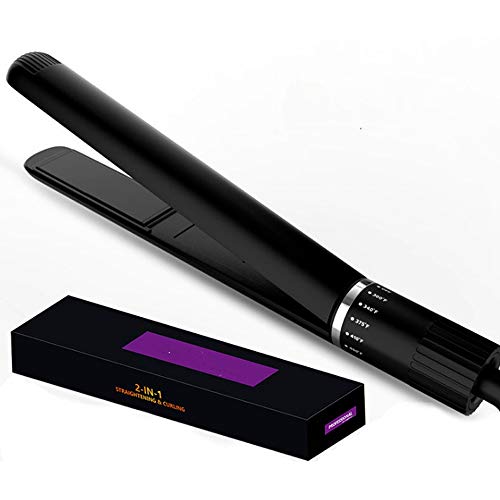 Hair Straightener Curling Iron Hair Curler Flat Iron 2 in 1 Tourmaline Ceramic Salon for All Hair Types with Rotating Adjustable Temperature
