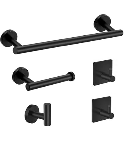 Set Di 5 Portasciugamani Da Bagno In Nichel Spazzolato, Acciaio Inox, Con Porta Carta Igienica Da 59,9 Cm, Ganci E Anello, Accessori Bagno Moderni