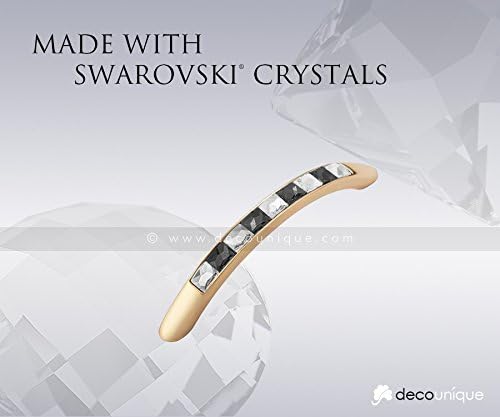 DecoUnique Arched Pull Handle With Clear &amp; Black Swarovski Crystals, 125mm, Gold, 811 L GP CJ