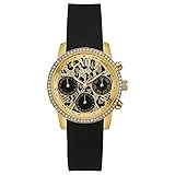Guess Unisex Erwachsene Chronograph Quarz Uhr mit Leder Armband W0023L6