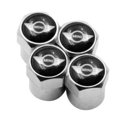 Tappini copri valvola per pneumatici, anti polvere e antifurto, per vetture Mini, colore cromato e nero