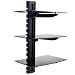 Produktbild Homdox 3x Multimedia Glas Wandregal - DVD HIFI GLAS REGAL TV WANDHALTERUNG Wandregal Ablage 3 Ablagen schwarz