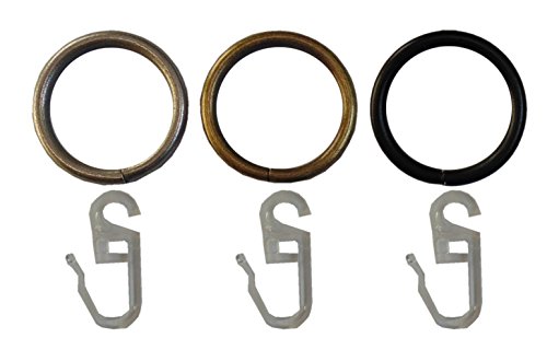 GARDUNA 100 GARDINENRINGE | edelstahl-optik | Set à 100 Stück | Metall - mit Faltenhaken | für Ø16 & Ø20mm Ringe für Gardinenstangen