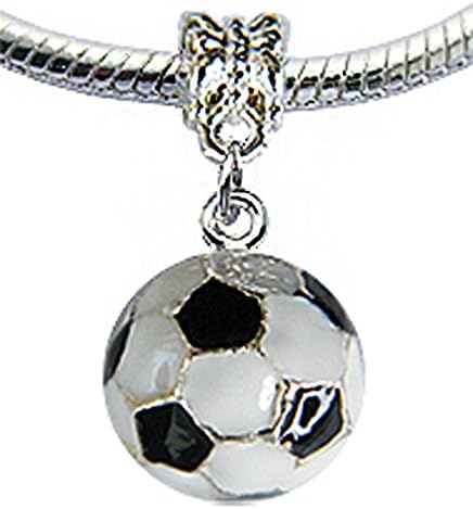 Lovely 3D Silver plated Football charm - fits pandora &amp; troll bracelets - hand polished and hand finished to fine jewellery standard - hand painted enamel colouring
