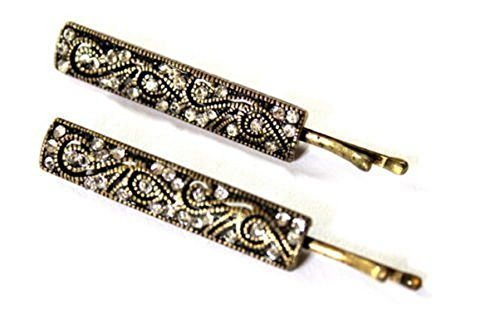 Set of 4 Bronze Vintage style Hair Slides Hair grips with Beautiful stones