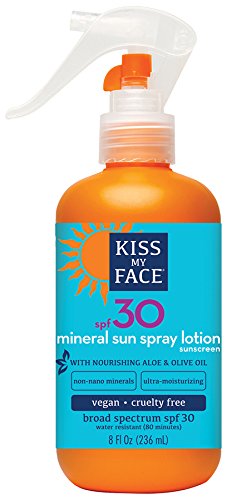 Kiss My Face Mineral Sunscreen Spray Lotion SPF 30 (Paraben & Gluten Free, Vegan, 236ml)