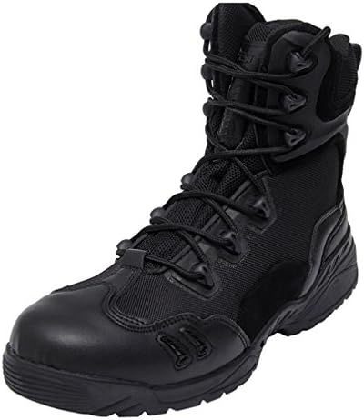 emansmoer Men's Military Tactical Combat Lace-up High-Top Shoes Waterproof Outdoor Sport Hiking Trekking Boots (40 EU, Black)
