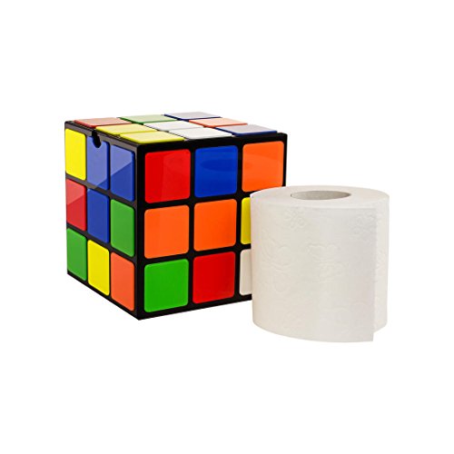 getDigital Zauberwürfel Toilettenpapierhalter | Ohne Bohren zu befestigen, mit Deckel und Ablage | 14 x 14 x 14cm - 5