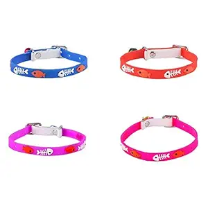 Pet Guard Classic Solid Color Soft Silicon Adjustable Puppy/Cats/Kitten Collar -Set of 4