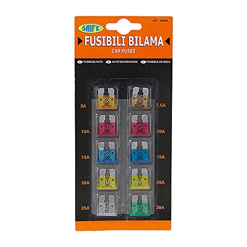 FUSIBILI BILAMA ASSORTITI 10 PEZZI FUSIBILE AUTO SAIFE 100904