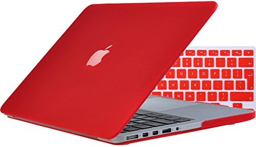 TOPIDEAL2 in 1 -[EU/UK Keyboard Version]-Crystal Hard Shell Case Cover for 13-inch MacBook Pro 13.3" with Retina Display Model A1425 /A1502 (NO CD-ROM Drive) + Keyboard Cover -Red