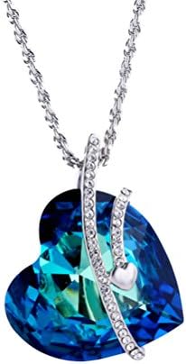 Blue Heart Romantic Love Pendant Necklace – Made with AAA+ Cubic Zircon Crystals – from our “Special gifts for Her” Collection – the Perfect Birthday or Mother's Day Gift