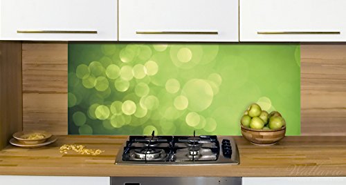 Küchen-Rückwand | Glas mit Motiv Abstrakte grüne Kreise grüne Lichtpunkte in Premium-Qualität: Brillante Farben, ohne Aufhängung | geeignet zum Verkleben |Spritzschutz Küche Herd Spüle | abwischbar | pflegeleicht - 2