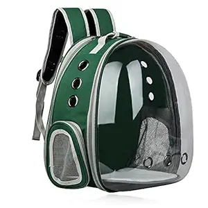 Pawing Transparent and Breathable Pet Backpack, Bag for Cats and Small Dogs Puppies Carrier Suitable for Traveling and Hiking (Green)