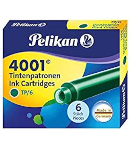 Pelikan Tintenpatronen Dunkelgrün – Packung Mit 6 Stück, Für Die Meisten Patronen-Füllfederhalter