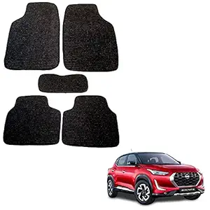 CABIX Heavy Duty Anti Slip Ridged Car Carpet for Nissan Magnite (Black) - Set of 5