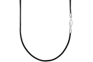 VANSZA Lederkette Echtes Leder Halskette Edelstahl Verschluss 1.5/2/3mm breit Damen Herren Kette für Anhänger charm 45-55cm wählbar DIY Lederschnur