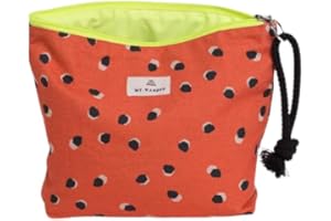 My Wander - Neceser Watermelon - Neceser Mujer Pequeño de Algodón con Forro Impermeable, Neceser para Aseo, Cartera para Diario, Estuche Maquillaje, Cremallera Fluor con Cordón para Colgar | 20x28x6cm