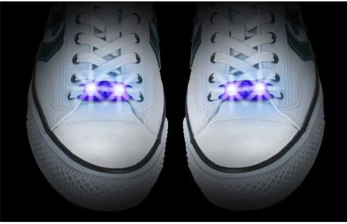 Flashing LED lights in blue shoe laces
