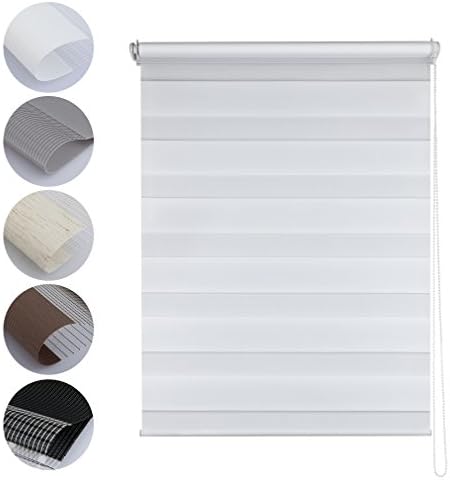 SHINY HOME® Day and Night Roller Blind Double Layer White 100 X 150 CM (39.4" X 59")