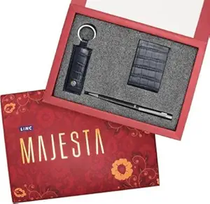 Linc Majesta Combo Ideal Gift Set | Womens Day Special Gift Box | Corporate Executive Giftset | 0.7mm Fine Round Tip Premium Quality Smooth Matte Body Verta Roller Ballpoint Pen | Money Clip | Classy Keychain | 3 in 1 Perfect Gift Pack for Any Occasions | Pack of 3 Items