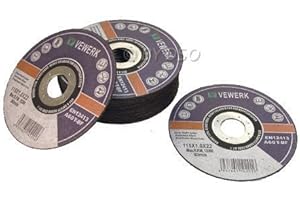VEWERK BERGEN 10 Pack Flat Centred Stainless Steel Cutting Discs For 4.5 Inch Angle Grinder 115 x 1 x 22mm BER8010