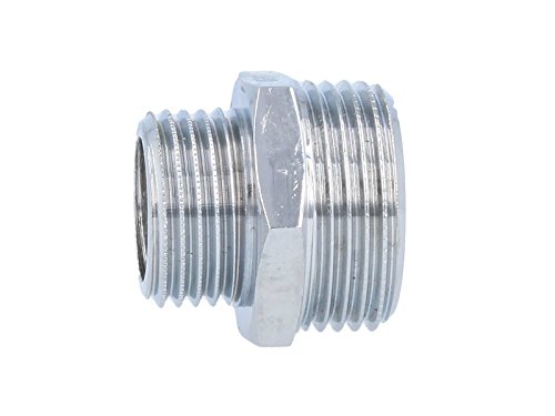 Reduziernippel Doppelnippel messing verchromt 1/2 Zoll Aussengewinde x 3/4 Zoll Aussengewinde - 3
