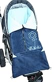 ByBoom® - Footmuff 2in1 for Spring, Summer and Autumn/Fall; Universal for infant and child car seats, eg; Maxi-Cosi, for a pushchair/stroller or buggy, Color:Dark Blue/Blue