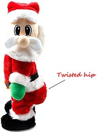 FHD Christmas Santa Claus Figure Twisted Hip Twerking Singing Dance Electric Santa Claus Toys for Kids XMAS Decorations Christmas Funny Gift and Celebration