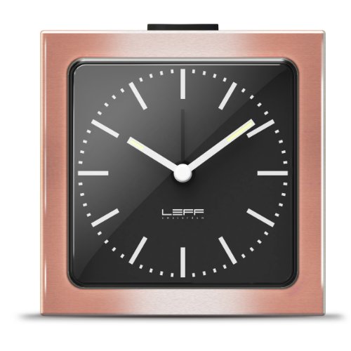 Leff Amsterdam 8.5 x 8.5 x 6 cm Copperplated Case Block Alarm Clock, Bronze