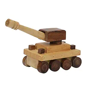 Woodmania Wood Tank Craft Wood Army Tank Wooden Battle Tank Toy Gift Item Natural Wood Toy for Kids