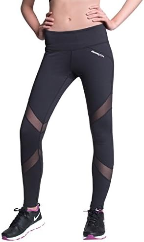 STAR Womens Workout Leggings | Black Mesh Slimming Leggings | Skin tight fabric with high waist | Perfect for Yoga Workout Fitness Gym Running Jogging Tennis