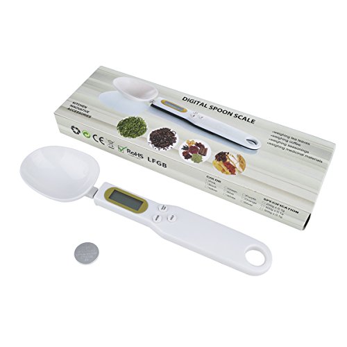 ieGeek 0.5g bis 500g Hohe Präzision Elektronischer Messlöffel / Tragbar Küchen kleiner Haushalt Elektronische Waagen – LCD Display Herausnehmbare Esslöffel (Weiß) - 9