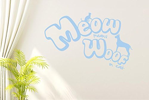 Meow Meow Wall Stickers And Art Decals - Medium (Height 57cm x Width 43cm) Light Blue