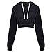 Produktbild Damen Langarm Pullover Crop Top Sweatshirt Langarm Lose Bluse Hemd Shirt Oversize Streetwear MYMYG Einfarbige Kleidung Kurzer Absatz Lust Bauch Oberteil Hemd (Schwarz,EU:40/CN-XL)
