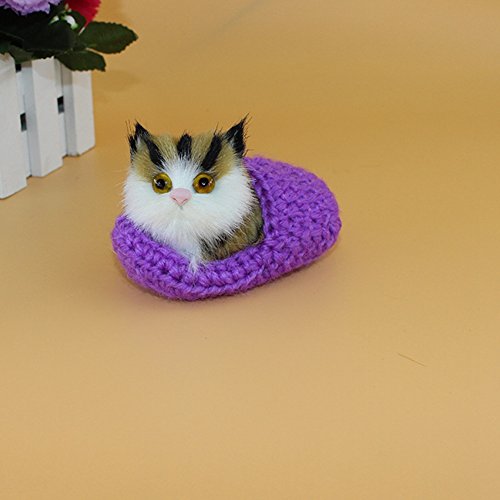 Preisvergleich Produktbild Elegante Katzen-Hausschuhe aus Plüsch, niedliche Simulation, Katzenspielzeug violett